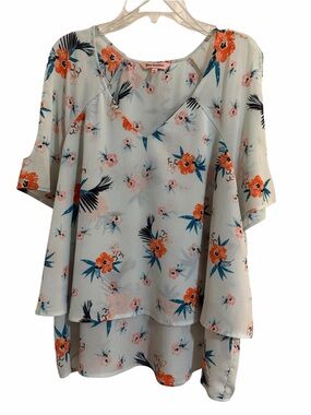 Juicy Couture Floral V-Neck Layered Blouse - XL